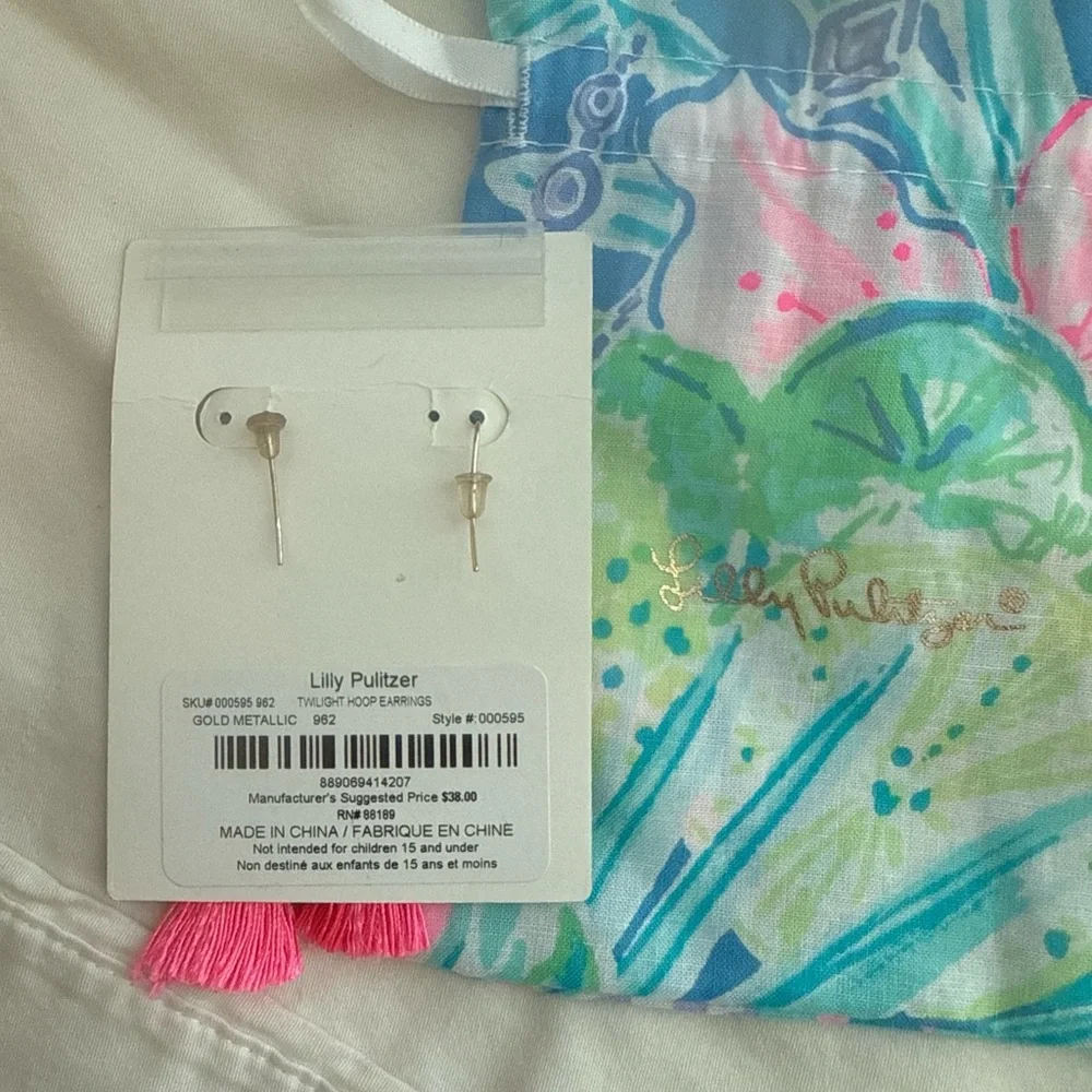 Lilly Pulitzer Pink Tassel Shell Earrings NWT - Picture 2 of 2